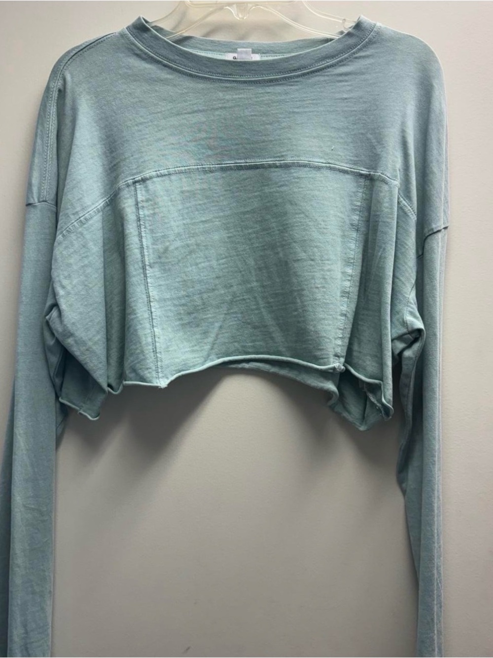 Garage Light Blue Cropped Long-Sleeve Top